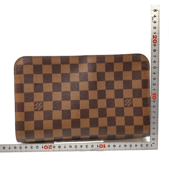 Authentic Louis Vuitton LV Clutch Saint Louis Ebene Brown Damier mn480-121325 - Picture 2 of 16